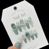 [Manicure artesanal] manicure desgaste prego verde cheio de diamante camélia gradiente cadeia todos- combinar estilo nacional novo estilo chinês
