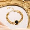 Pulsera de acero y titanio de alta calidad, estilo transfronterizo europeo y americano, con cadena gruesa, redonda, romana, negra y combinable.