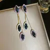 Pendientes Europeos y Americanos Transfronterizos con Diamantes Incrustados en Forma de Lágrima, Pendientes de Borlas Estilo Palacio, Lujo Ligero, Gama Alta, Pendientes de Moda Exagerados para Mujer
