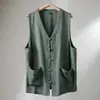 2026 Nuevo Chaleco de Verano para Hombre Estilo Chino sin Mangas con Cierre de Botones, Talla Grande de Moda Cruzado Chino Hanfu para Hombre