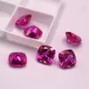 Piedra Suelta de Corindón Cuadrado Facetado Natural 3 # Rojo Rosa Rubí Imitación Turmalina Rosa Forma de Almohada Piedra para Accesorios de Joyería