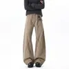 Pantalones de trabajo casuales de algodón lavado estilo americano línea Hasselblad para hombres y mujeres, marca de moda de otoño, pantalones deportivos holgados rectos de pierna ancha para parejas