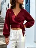 Blusa de Tricô com Alças para Primavera e Outono Feminino, Slim Fit, Cor Sólida Simples, Decote V Cruzado Irregular - eBay Amazon