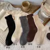 Meias Grossas Retrô Japonesas Vazadas de Lã Meia-Panturrilha Feminina Meias Meia-Panturrilha Franzidas Outono e Inverno Aquecimento com Botas Meias Meia-Panturrilha