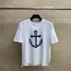 Camiseta Casual de Algodão Lisa com Gola Redonda e Manga Curta, Estampa de Âncora, Nova Coleção de Verão, Venda Direta da Fábrica Tb, para Homens e Mulheres