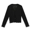 COMOS CMS 2026 Otoño Minimalista Cuello en V Malla Diamante Tejido Calado Cárdigan Top para Mujer 260085