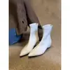 Botas Femininas Slim Elásticas com Zíper nas Costas Estilo Francês Simples, Salto Interno Oculto, Bico Fino, Zíper nas Costas, Botas da Moda
