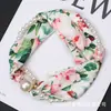 Elegante Bufanda de Seda Estilo Chino con Hebilla Magnética Set de Cadena de Perlas Bufanda Versátil de Moda Multifuncional Protección para el Cuello de Primavera y Verano Bufanda Decorativa