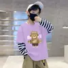 Camiseta de manga comprida para meninos, camiseta básica casual de desenho animado para primavera e outono, roupa de outono 100% algodão, novo modelo 2026 para bebês e crianças