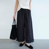 Pantalones Casuales de Encaje Versátiles de Ajuste Holgado con Cintura Elástica Verano Nuevo de Cintura Alta Adelgazantes de Pierna Ancha Fluidos A4608