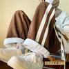 Pantalones de pana gruesa para hombre, marca de moda de otoño e invierno, pantalones casuales rectos drapeados, pantalones anchos de pierna ancha sueltos de talla grande con forro polar