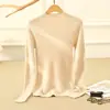 Suéter de Cachemira Completa para Mujer Una Pieza Sin Costuras Cuello Alto Medio Ajustado Rayas Suéter de Cachemira Multicolor talla extra Grande Negro