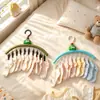 Cabide multi-porta-cartões com design de animal fofo de desenho animado, varal de varanda estilo feminino para roupas íntimas e meias, varal com clip para armazenamento doméstico