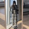 Pantalones de lana estilo Maillard para mujer, atados al tobillo, forro polar, cintura alta, holgados, cómodos, combinan con todo, casual, con caída, pierna ancha