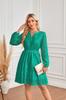 Vestido de Manga Larga con Escote en V, Corte Cut-Out, Bordado y Plisado - Estilo Caliente de Amazon para Exportación Transfronteriza de Ropa de Mujer Europea y Americana 2024