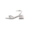 Sandalias de Tacón Alto para Mujer Chuyuji para Verano, Tacón Grueso con Pedrería Plateada, Punta Abierta, Nuevo Modelo 2026 para Damas