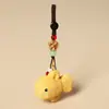 Chaveiro Pingente Escultura em Madeira Artesanal Peixe Amarelo Pequeno Pingente Desenho Animado Animal Marinho Pingente de Mochila Anel de Corrente Presente