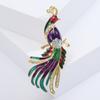 Broche de plumas de pavo real con goteo pintado retro con personalidad creativa europea y americana, broche de animal de alta calidad, alfiler para traje