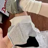 Calcetines Grises Estilo Ballet Miu para Mujer, Calcetines de Puro Algodón de Media Pantorrilla para Primavera y Verano, Versátiles Calcetines de Verano Ultra-Delgados Caídos con Borde Enrollado