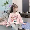 Sudadera de Felpa para Niñas Invierno Niños Espesa Integrada Sudadera de Felpa Niña Conejo de Dibujos Animados Cuello Moda Top de Algodón
