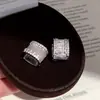 Aretes de Aro Plateado con Circonita Cúbica Cuadrada, Aretes en Forma de U, Aretes Colgantes Sencillos y Modernos, Accesorios de Aretes Exquisitos de Alta Gama Versátiles para Mujer
