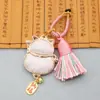 Llavero de Gato de la Fortuna Hecho a Mano Estilo Dinastía Song Colgante para Bolso Estilo Nacional Doble Cara Regalo de Año Nuevo 2026