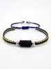 Moda sencilla piedra natural turmalina negra turmalina cuerda de mano tejida a mano ajustable joyería para hombres y mujeres venta al por mayor