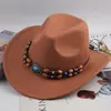 Fedora de lã, chapéu de cowboy, estilo étnico masculino e feminino, chapéu de sol estilo europeu e americano para casais primavera e verão, chapéu de jazz