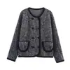 Suéter Tejido de Punto de Doble Botonadura con Cuello Redondo y Dobladillo Mixto, Estilo Otoño 2025 Nuevo Europeo y Americano, Chaqueta Cardigan de Alta Gama