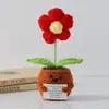 Flor de Tricô de Energia Positiva Transfronteiriça Planta em Vaso Produto Acabado Fio de Lã Flor de Simulação Ornamento de Mesa Boneca de Cartão de Mão