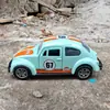 Carro de Polícia Táxi Fusca Clássico Retro Realista de Porta Dupla Carro de Liga Metálica Puxa-de-volta Modelo de Carro Ornamento Pequeno Brinquedo