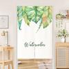 Cortina Divisória Moderna Verde Planta Escandinava Decoração de Casa Quarto Banheiro Tecido à Prova d'Água Cortina de Pendurar Sem Furos Cortina para Porta de Cozinha
