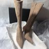 Botas Sencillas Estilo Coreano, Botas Elásticas Hasta la Rodilla, Botas Delgadas Esmeriladas, Botas de Tacón Alto con Cremallera Lateral y Punta Fina