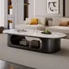 Nuevo modelo 2026, mesa de centro de mármol de lujo ligero, minimalista y moderna, adecuada para apartamentos pequeños, sala de estar y áreas de recepción, forma ovalada