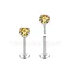 Clavos para piercing, tachuelas para orejas, tachuelas para labios, postes de acero de titanio con cuatro puntas de circonita mini redondos para cartílago de la oreja al por mayor