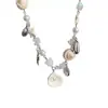 Collar de Estrella de Mar Azul Claro con Cuentas Estilo Resort Costero Colgante Concha Cadena para Clavícula Verano Nuevo Accesorios de Cadena para el Cuello de Mujer