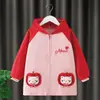 Bata de pana para niña bebé, actualmente usando manga larga anti-suciedad, ropa protectora para comer en el jardín de infantes para niños, chaqueta de dibujo para bebé niña
