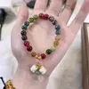 Nuevo Pulsera de Turmalina Arcoíris con Diseño Único, Estilo Étnico, Pulsera de Cristal Graduado de Elefante Auspicioso, Regalo para Novia