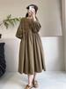 Vestido de Veludo Cotelê com Renda Bordada Estilo Japonês Indústria Pesada Estilo Floresta Doce Vestido Baby Doll Estilo Retro Literário Outono e Inverno Espessado