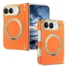 Adequado para Apple iPhone Duo Suporte Magnético Rotativo Dobrável Tela Moldura Dourada Galvanizada Padrão de Veludo 18 Capa Protetora