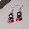 Pendientes acrílicos con forma de calabaza, fantasma y gato con dibujos animados de Halloween para mujer