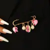 Broche Colgante de Mariposa Rosa Corazón de Melocotón Cinta Hermana Cuidado de Senos Europeo y Americano Transfronterizo Broche de Perla Blanca