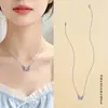 Collar de Mariposa con Gradiente de Esmalte Chapado en Oro y Platino Real para Mujer, Lujo Ligero, Exquisito y de Alta Gama, Regalo de Collar de Mariposa