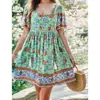 Ropa de mujer europea y americana Amazon Shein transfronteriza 2024 primavera y verano vestido casual de vacaciones con estampado de manga corta