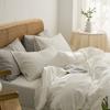 Conjunto de Quatro Peças 100% Algodão Cor Sólida Fresca Algodão Lavado Macio Lençol de Cama Capa de Edredom Fronha Conjunto de Três Peças Individual para Dormitório