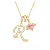 Collar de 26 Letras Tres en Uno Transfronterizo de Amazon para Mujer Dopamina Popular Estilo Europeo y Americano Collar con Colgante Chapado en Cobre y Oro