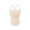 Camisole Puro Desejo com Alças no Pescoço e Bojos para Mulheres, Roupa Íntima da Estação Primavera, Top Base Sem Mangas Doce e Picante Sexy, Tecido Escovado, Adequado para Usar por Cima