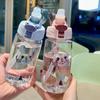 Procesamiento de Taza Escala Personalizada con Popote Gatito de Dibujos Animados Taza de Agua Deportiva con Cuerda para Llevar Anti-Caídas y Resistente al Calor Taza Portátil con Popote