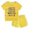 2023 Verão Infantil em torno do pescoço T-shirt hot pants coreano casual assentamento camisa absorvente de suor doces terno de camiseta infantil