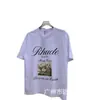 Versión Alta Transfronteriza Colección de Manga Corta Rhude Retro Americano Marlboro Streetwear Casual Holgado Pareja Camiseta de Cuello Redondo